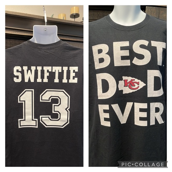 KCC XO 💋 Swiftie dad chiefs best dad ever tshirt custom for swiftie fans! Sz L - Picture 1 of 6